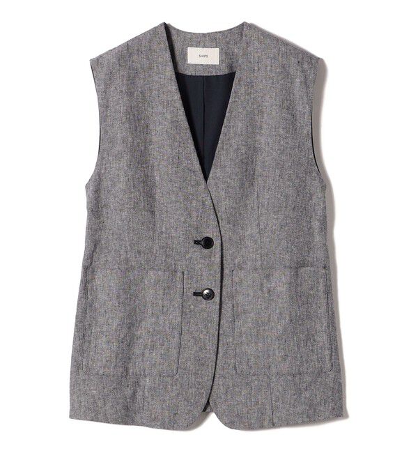SHIPS for women「〈手洗い可能〉コットン リネン ノーカラー ジレ」|ベスト・ジレ|
