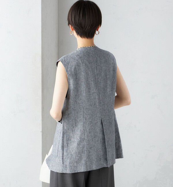 SHIPS for women「〈手洗い可能〉コットン リネン ノーカラー ジレ」|ベスト・ジレ|