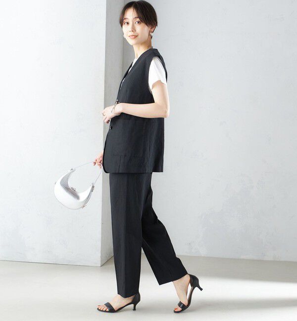 SHIPS for women「〈手洗い可能〉コットン リネン ノーカラー ジレ」|ベスト・ジレ|