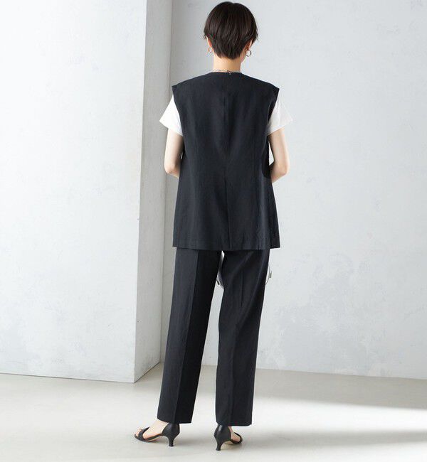 SHIPS for women「〈手洗い可能〉コットン リネン ノーカラー ジレ」|ベスト・ジレ|
