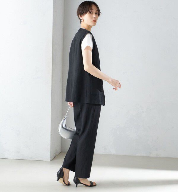 SHIPS for women「〈手洗い可能〉コットン リネン ノーカラー ジレ」|ベスト・ジレ|