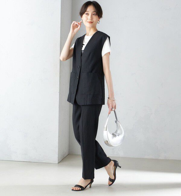 SHIPS for women「〈手洗い可能〉コットン リネン ノーカラー ジレ」|ベスト・ジレ|