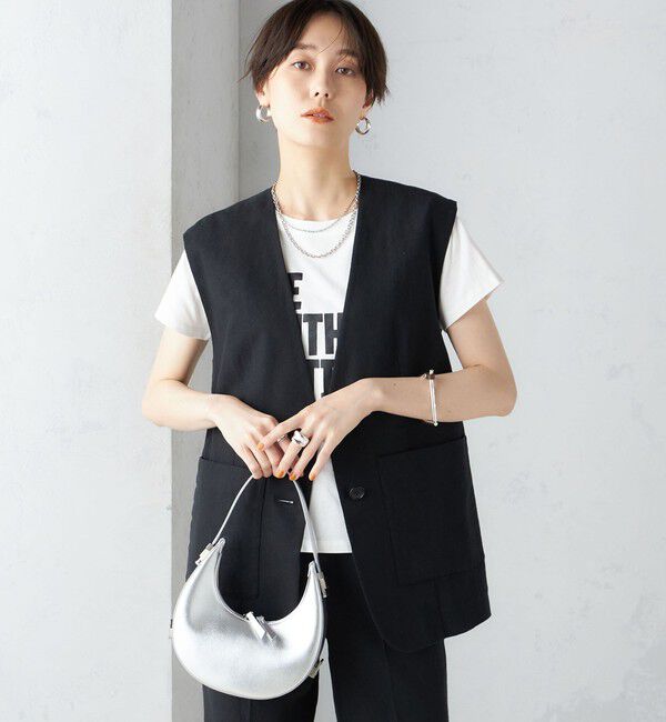SHIPS for women「〈手洗い可能〉コットン リネン ノーカラー ジレ」|ベスト・ジレ|
