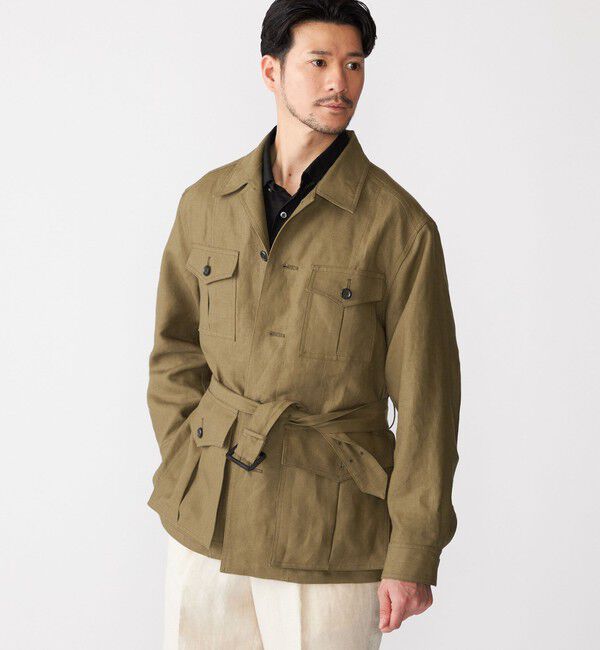 SHIPS「SHIPS: LES LESTON リネン サファリ ジャケット」|その他|オリーブ