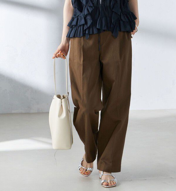 SHIPS for women「〈手洗い可能〉ストレッチ チノ タック パンツ」|チノ|ブラウン