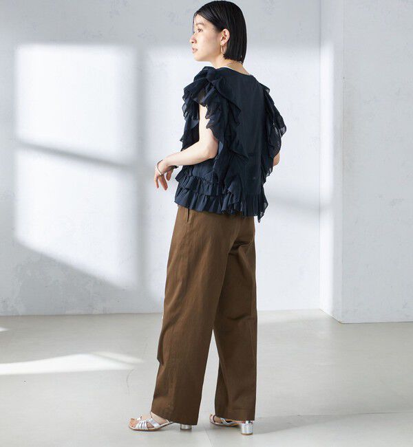 SHIPS for women「〈手洗い可能〉ストレッチ チノ タック パンツ」|チノ|