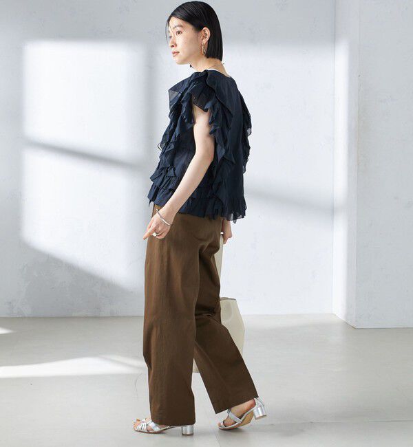 SHIPS for women「〈手洗い可能〉ストレッチ チノ タック パンツ」|チノ|