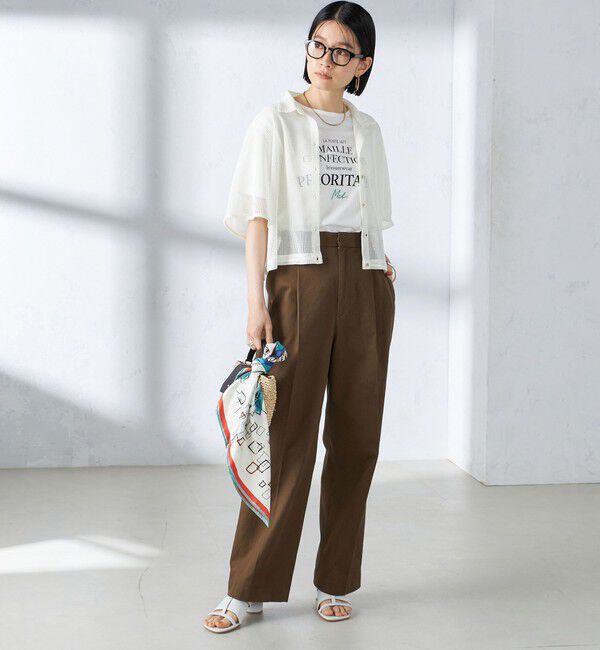 SHIPS for women「〈手洗い可能〉ストレッチ チノ タック パンツ」|チノ|