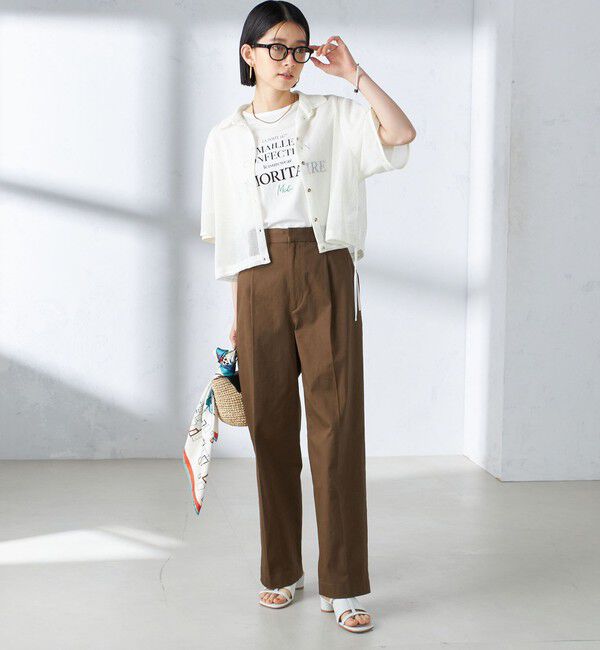 SHIPS for women「〈手洗い可能〉ストレッチ チノ タック パンツ」|チノ|