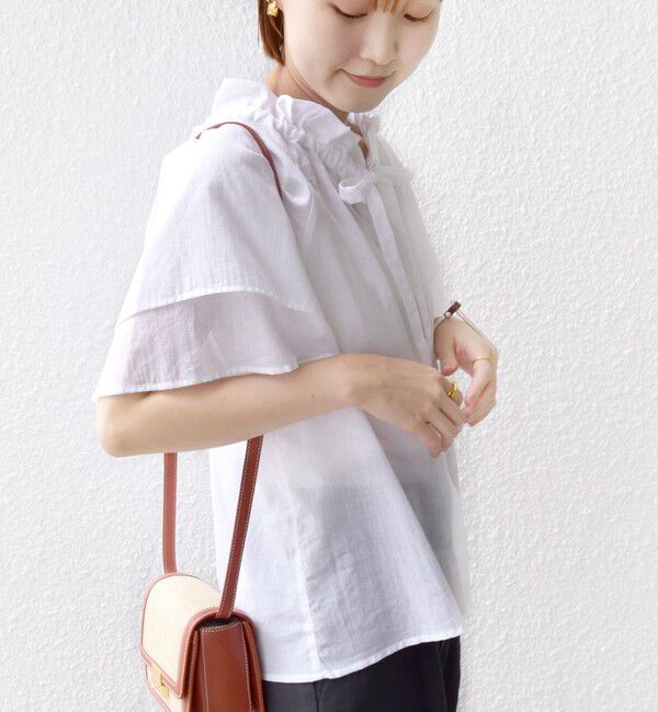 SHIPS for women「〈手洗い可能〉コットンボイル ネックギャザー ボウタイ ブラウス」|シャツ・ブラウス|