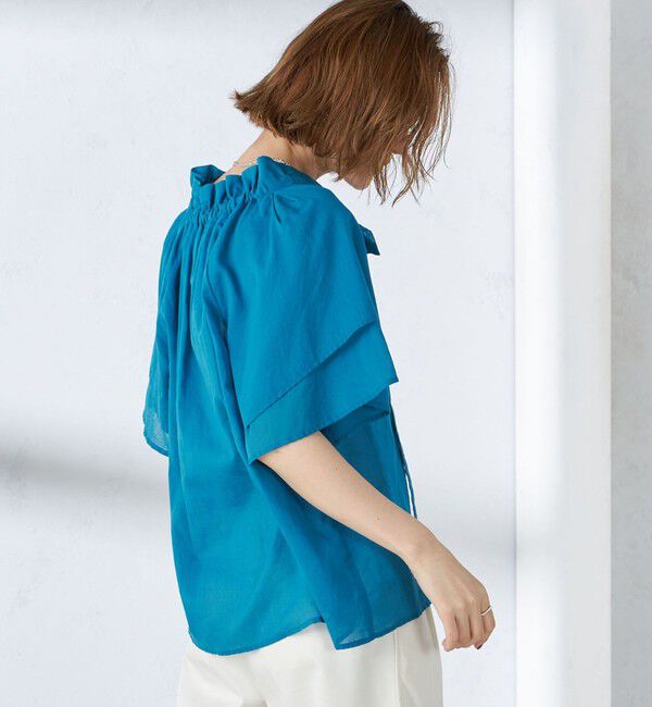 SHIPS for women「〈手洗い可能〉コットンボイル ネックギャザー ボウタイ ブラウス」|シャツ・ブラウス|