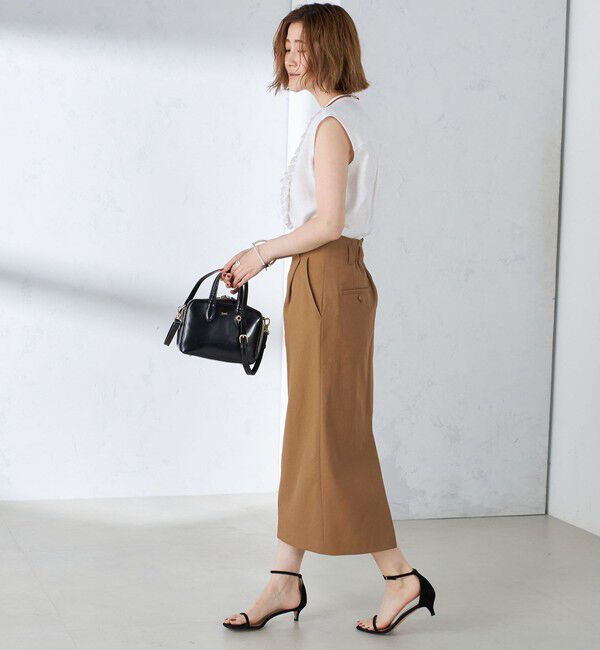 SHIPS for women「〈手洗い可能〉麻混 フロント フリル フレンチスリーブ ブラウス」|シャツ・ブラウス|