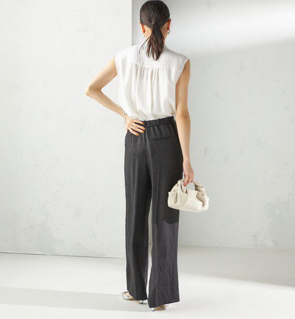 SHIPS for women「〈手洗い可能〉麻混 フロント フリル フレンチスリーブ ブラウス」|シャツ・ブラウス|