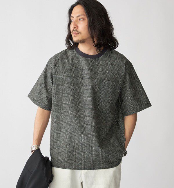 SHIPS「SHIPS:〈接触冷感・撥水等〉COOL DOTS(R) 2WAYストレッチ ドビープリントTシャツ」|Tシャツ・カットソー|ブラック