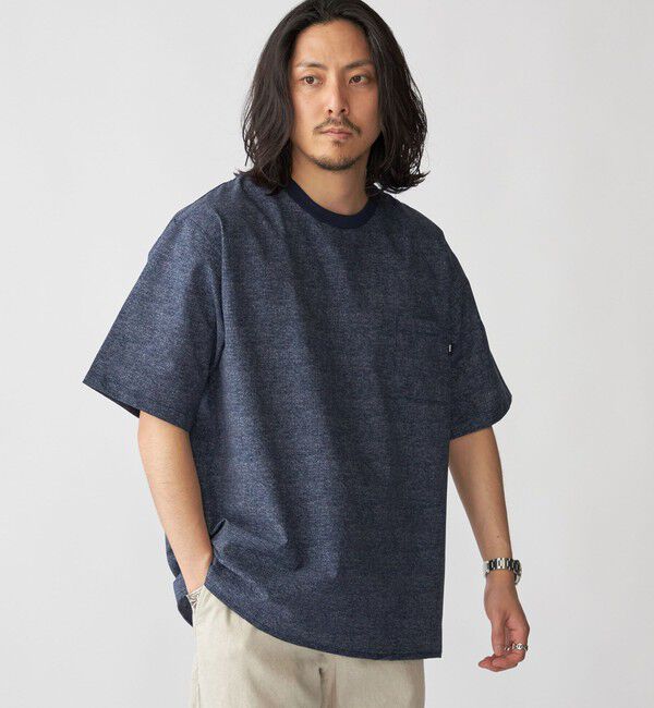 SHIPS「SHIPS:〈接触冷感・撥水等〉COOL DOTS(R) 2WAYストレッチ ドビープリントTシャツ」|Tシャツ・カットソー|