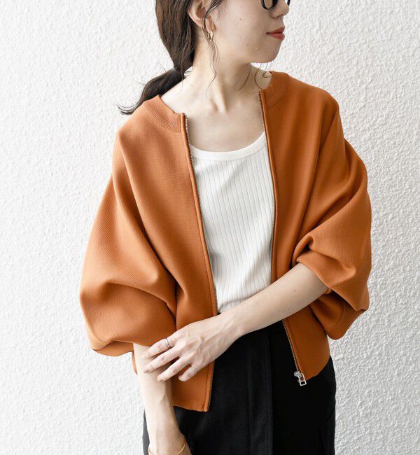 SHIPS any「SHIPS any:〈手洗い可能〉ドルマン ジップ ブルゾン カーディガン」|カーディガン|オレンジ