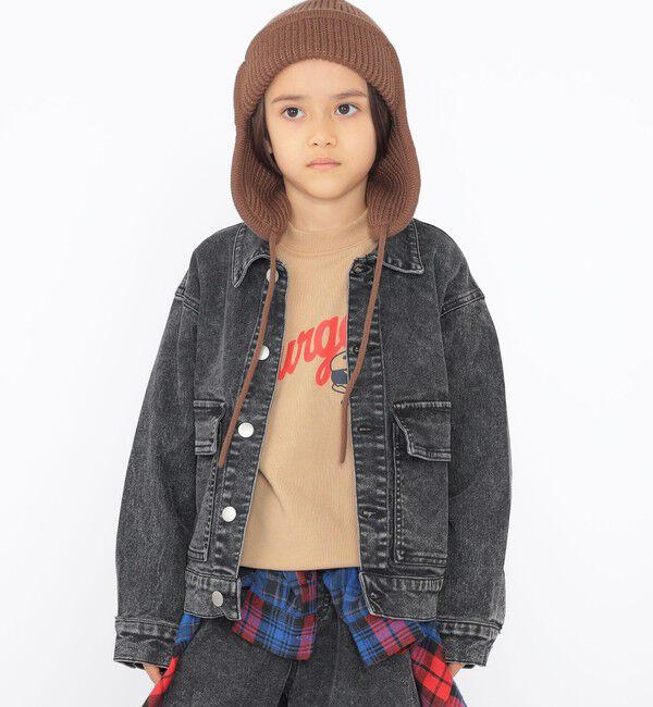 SHIPS KIDS「SHIPS KIDS:100～130cm / ジャージー ライク デニム ジャケット」|その他|ブラック