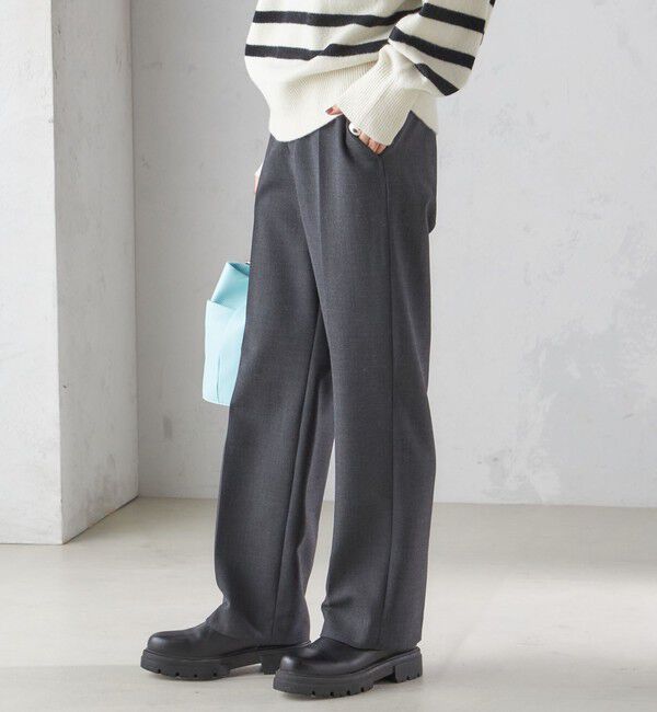 SHIPS for women「〈手洗い可能〉ストレート センタープレス トラウザーズ」|その他|ダークグレー