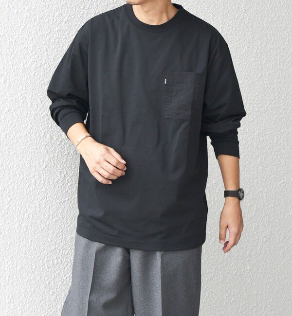 SHIPS any「【WEB限定】SHIPS any: 〈撥水加工〉Teflon EcoElite(TM) ナイロンポケット Tシャツ (ロンT)◇」|Tシャツ・カットソー|