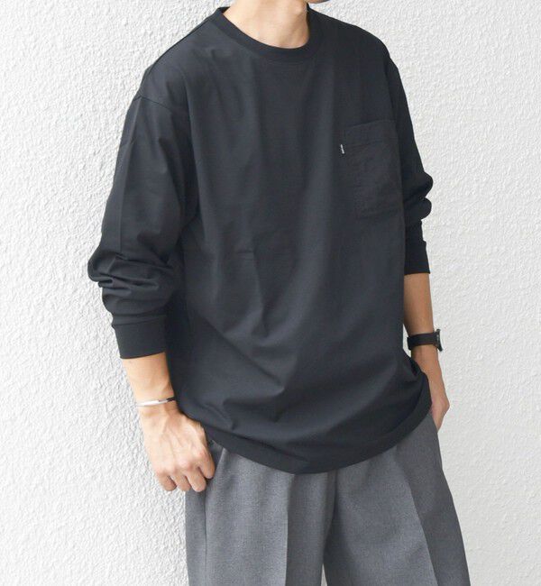 SHIPS any「【WEB限定】SHIPS any: 〈撥水加工〉Teflon EcoElite(TM) ナイロンポケット Tシャツ (ロンT)◇」|Tシャツ・カットソー|