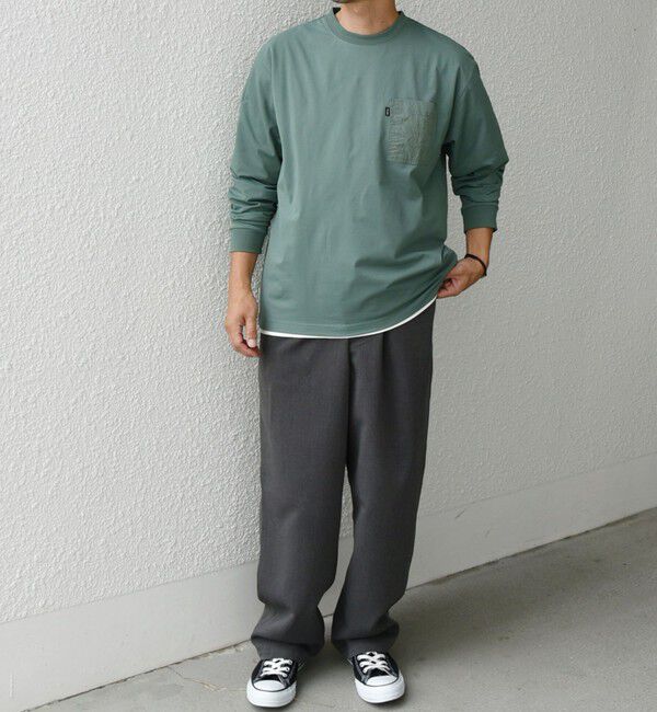 SHIPS any「【WEB限定】SHIPS any: 〈撥水加工〉Teflon EcoElite(TM) ナイロンポケット Tシャツ (ロンT)◇」|Tシャツ・カットソー|