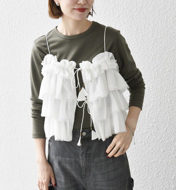 SHIPS any「SHIPS any:〈手洗い可能〉チュール ティアード 2WAY キャミソール」|キャミソール|