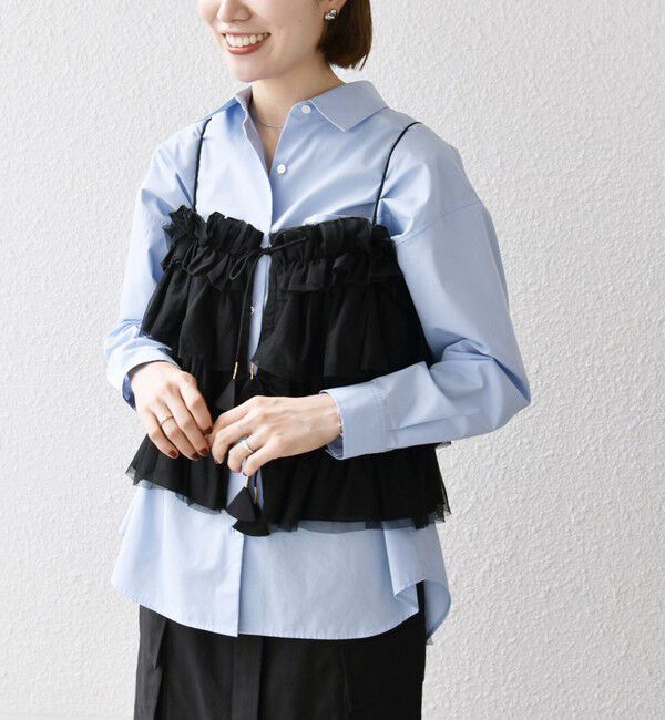 SHIPS any「SHIPS any:〈手洗い可能〉チュール ティアード 2WAY キャミソール」|キャミソール|