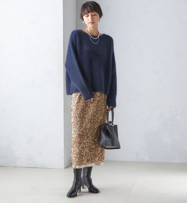 SHIPS for women「〈手洗い可能〉スパンコール Iライン スカート」|スカート|