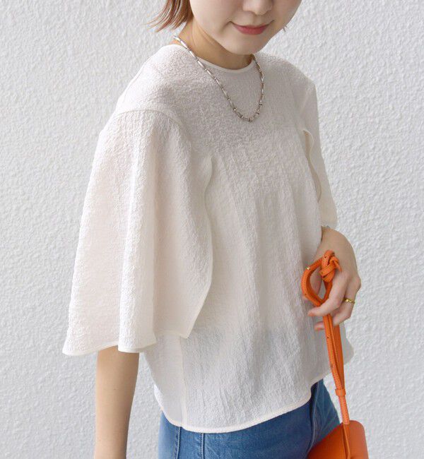 SHIPS for women「〈手洗い可能〉ポコビュー パネル スリーブ ブラウス」|シャツ・ブラウス|