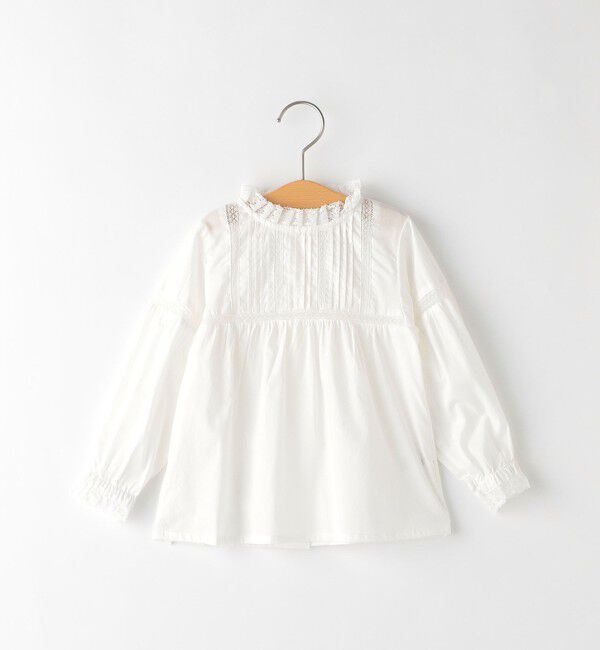 SHIPS KIDS「SHIPS KIDS:80～90cm / レース ピンタック 長袖 ブラウス」|シャツ・ブラウス|オフホワイト