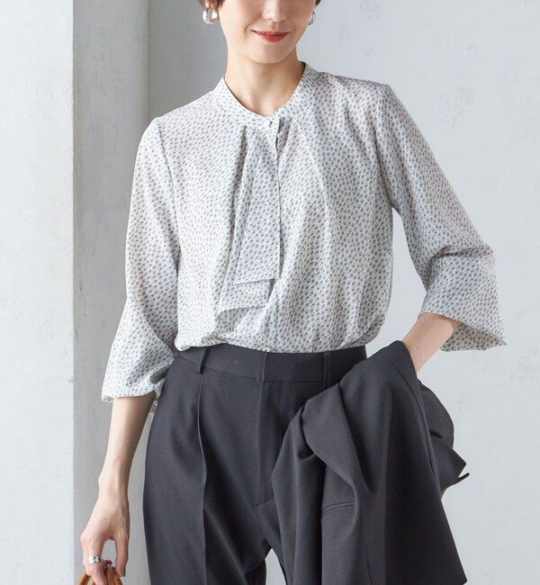 SHIPS for women「〈手洗い可能〉幾何 プリント 長袖 ブラウス」|シャツ・ブラウス|オフホワイト