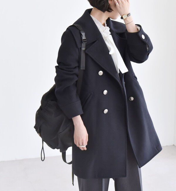 quaranciel「quaranciel: メルトン ビッグ カラー Pコート」|ピーコート|