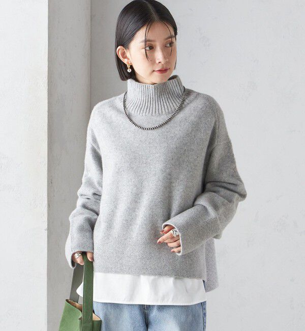 SHIPS for women「〈手洗い可能〉7G ウール カシミヤ ハイネック プルオーバー」|ニット・セーター|