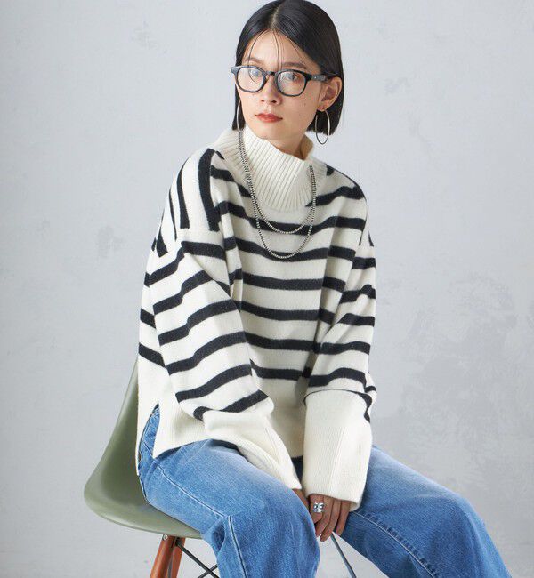 SHIPS for women「〈手洗い可能〉7G ウール カシミヤ ハイネック プルオーバー」|ニット・セーター|