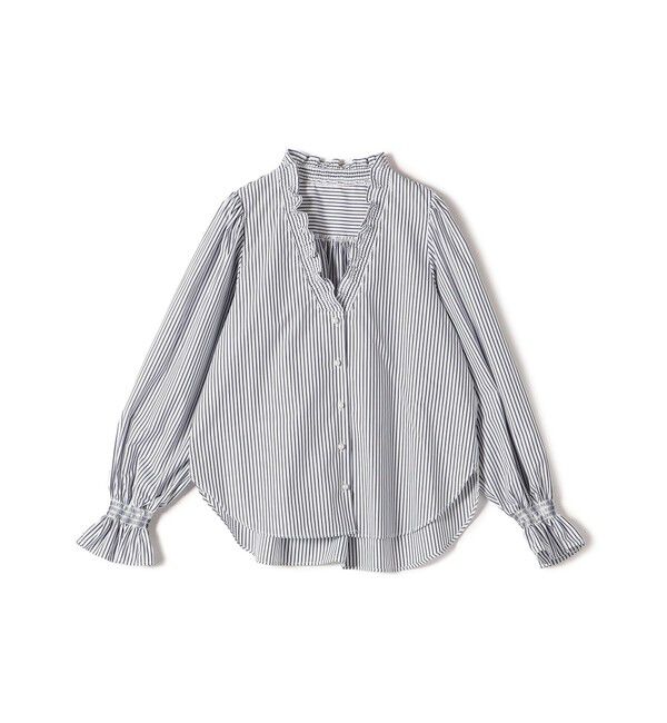 SHIPS for women「【WEB限定】〈手洗い可能〉 シャーリング Vネック 長袖 ブラウス」|シャツ・ブラウス|