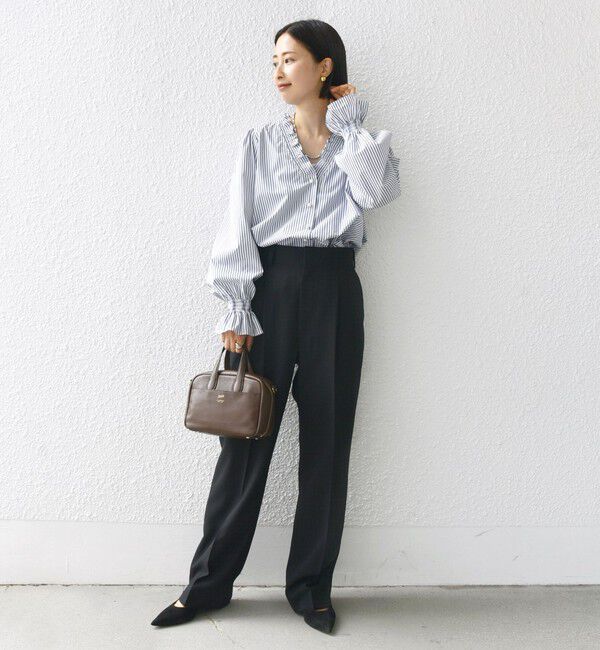 SHIPS for women「【WEB限定】〈手洗い可能〉 シャーリング Vネック 長袖 ブラウス」|シャツ・ブラウス|