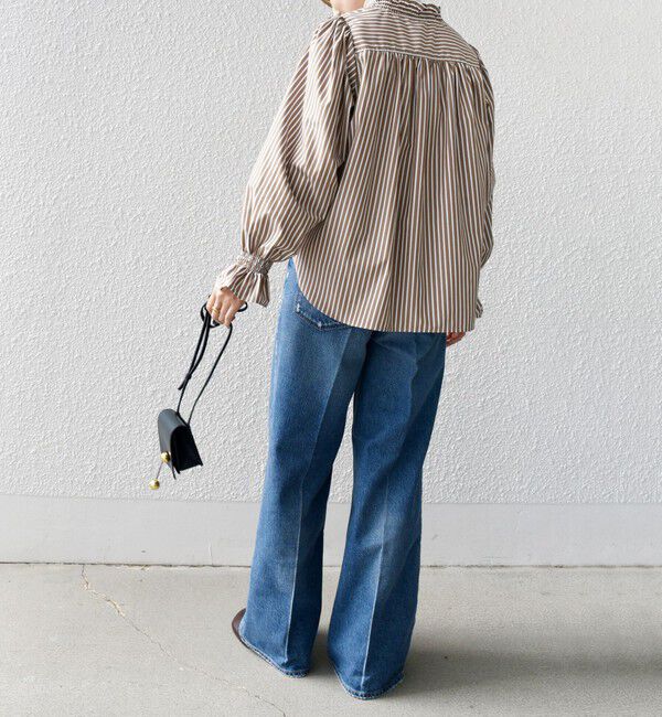 SHIPS for women「【WEB限定】〈手洗い可能〉 シャーリング Vネック 長袖 ブラウス」|シャツ・ブラウス|