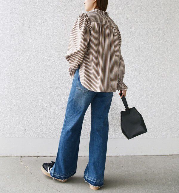 SHIPS for women「【WEB限定】〈手洗い可能〉 シャーリング Vネック 長袖 ブラウス」|シャツ・ブラウス|