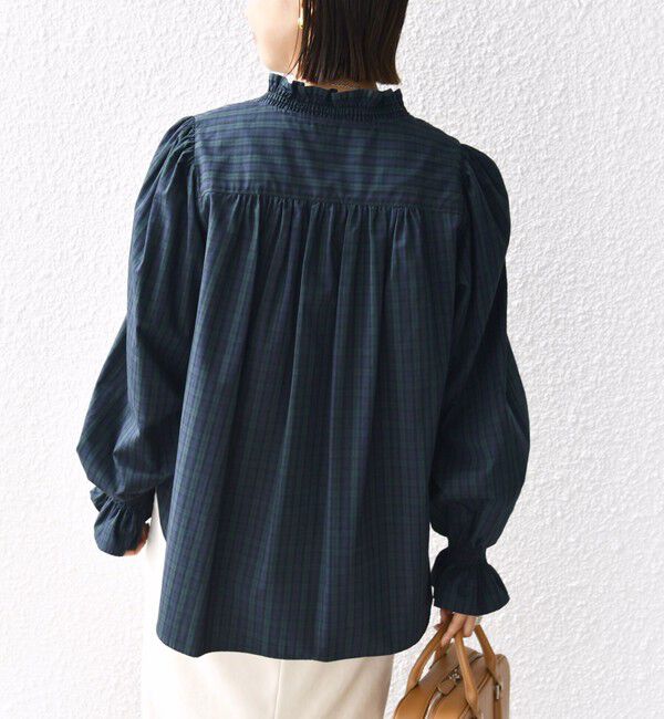 SHIPS for women「【WEB限定】〈手洗い可能〉 シャーリング Vネック 長袖 ブラウス」|シャツ・ブラウス|