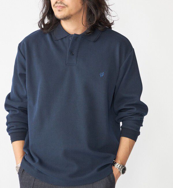 SHIPS「【WEB限定】SHIPS:〈抗菌・防臭〉ワンポイント ロゴ バーズアイ ロングスリーブ ポロシャツ」|ポロシャツ|ネイビー