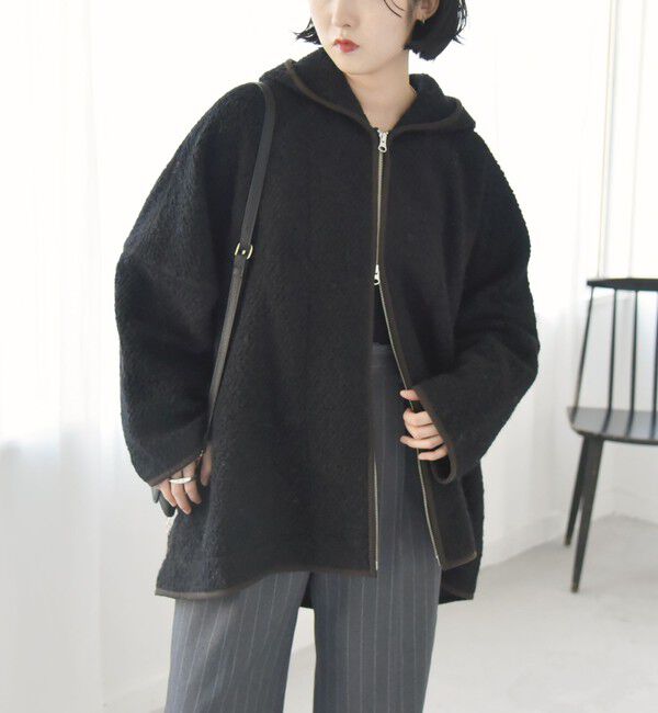 quaranciel「quaranciel: ループヤーン ダブルジップ フーデッド ケープ コート」|その他|