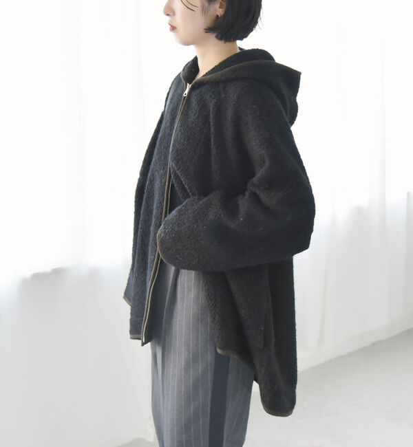 quaranciel「quaranciel: ループヤーン ダブルジップ フーデッド ケープ コート」|その他|