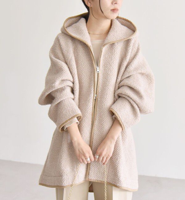 quaranciel「quaranciel: ループヤーン ダブルジップ フーデッド ケープ コート」|その他|