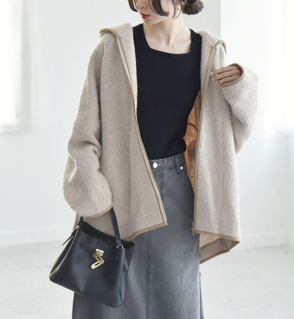 quaranciel「quaranciel: ループヤーン ダブルジップ フーデッド ケープ コート」|その他|