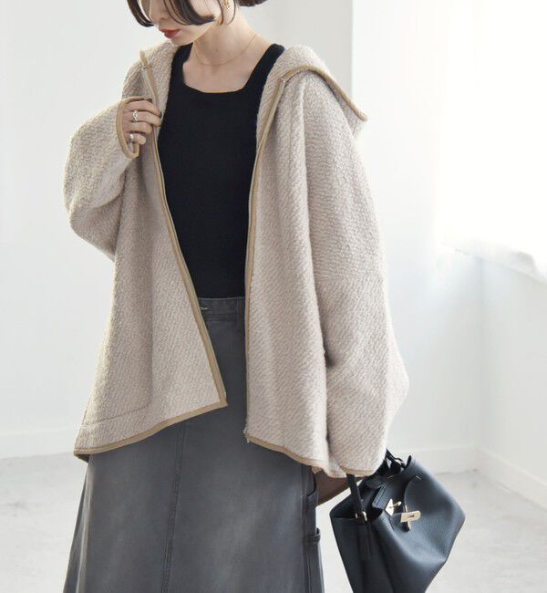 quaranciel「quaranciel: ループヤーン ダブルジップ フーデッド ケープ コート」|その他|