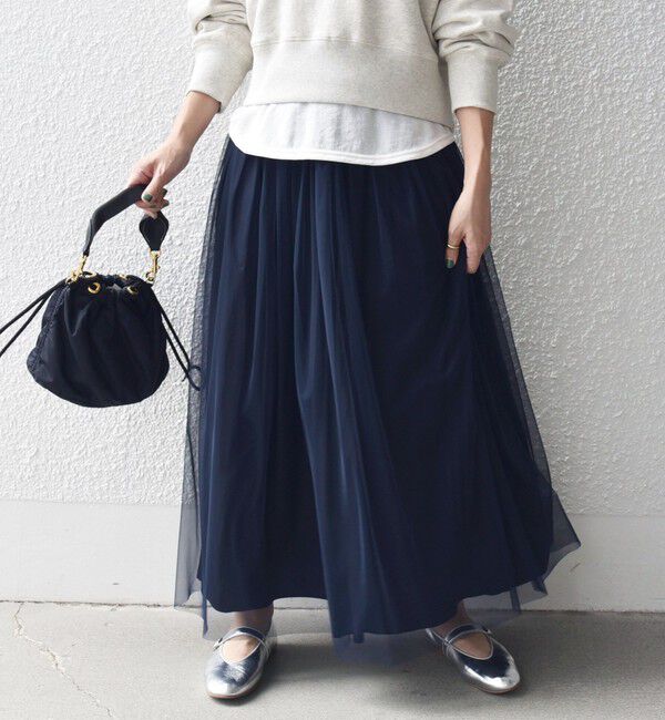 SHIPS for women「〈手洗い可能〉リバーシブル チュール カッセン スカート」|スカート|
