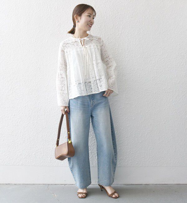 SHIPS any「SHIPS any:〈手洗い可能〉フラワーレース エンブロイダリー フレア シアー ブラウス」|シャツ・ブラウス|