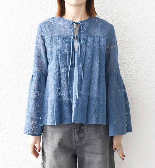 SHIPS any「SHIPS any:〈手洗い可能〉フラワーレース エンブロイダリー フレア シアー ブラウス」|シャツ・ブラウス|