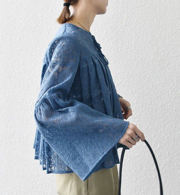 SHIPS any「SHIPS any:〈手洗い可能〉フラワーレース エンブロイダリー フレア シアー ブラウス」|シャツ・ブラウス|