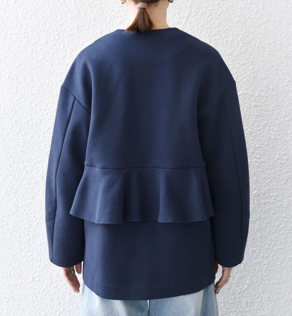 SHIPS any「SHIPS any:〈洗濯機可能〉ダブルジャージー バック フリル ノーカラー ジャケット」|ノーカラージャケット|